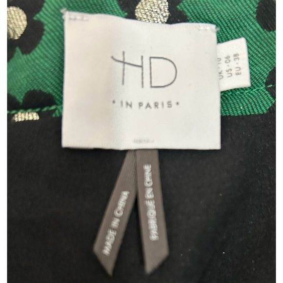 Anthropologie HD In Paris Green Black Gold Garden Glimmer Tiered Flower Skirt, 6 - Picture 15 of 15